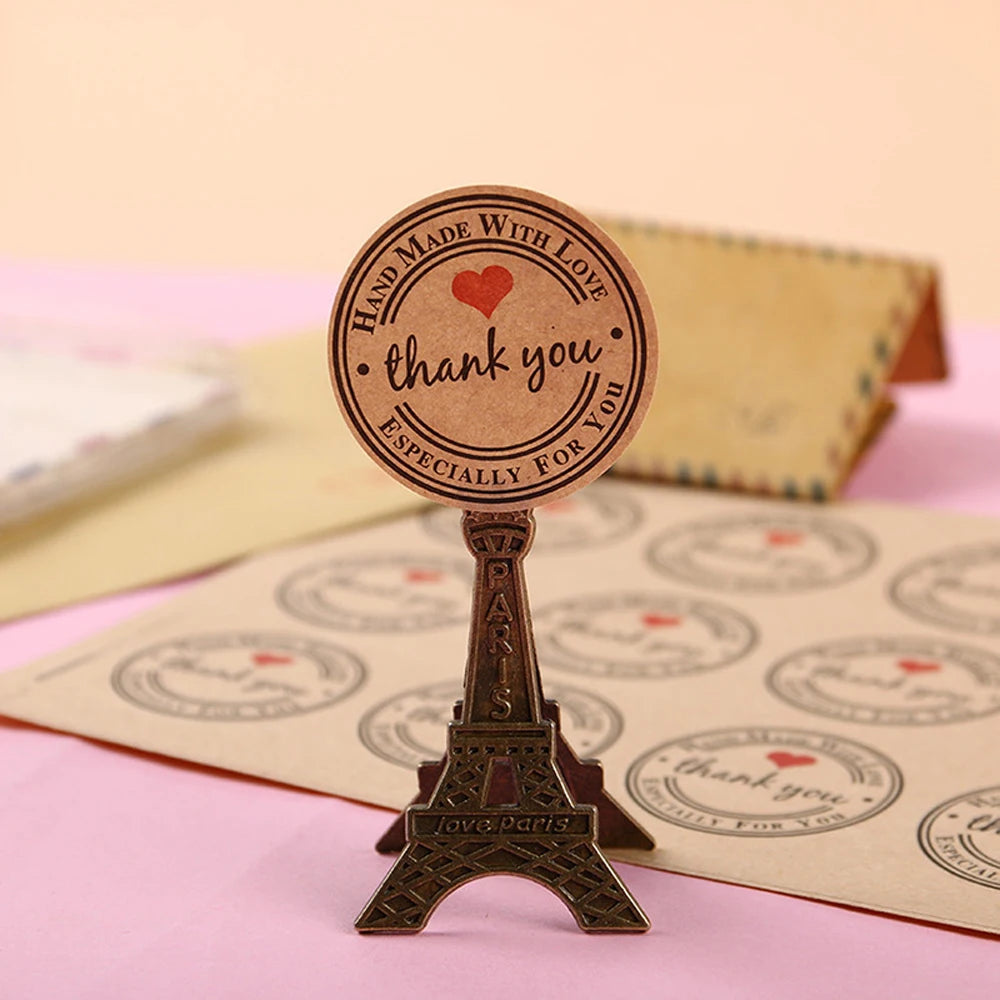 100-500pcs 1inch Vintage Kraft Paper Handmade With Love Stickers for Package Thank You Stationery Adhesive Labels Baking Seals