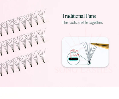 SONG LASHES 3D to 16D Fans Sharp Slim Narrow Stem Premade Volume Fans Loose Thin Pointy Base Russia Volume Eyelashes Extensions
