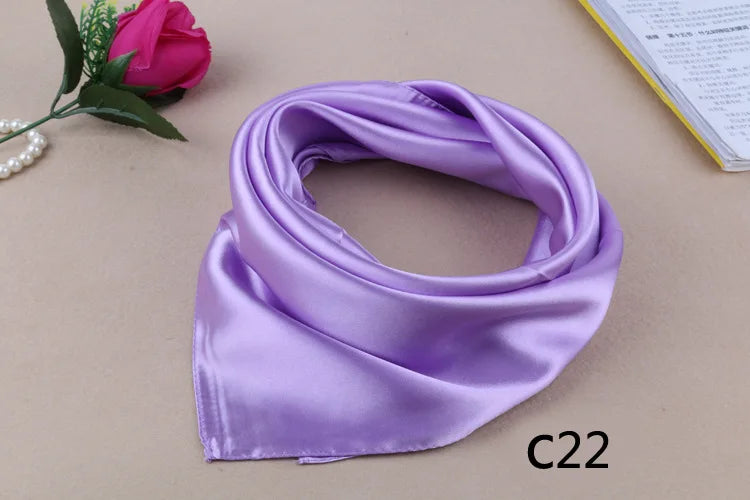 WZCX 60*60cm Women Solid Color Silk Scarf Spring Autumn Fashion New Simple Square Scarfs For Ladies Female Scarf