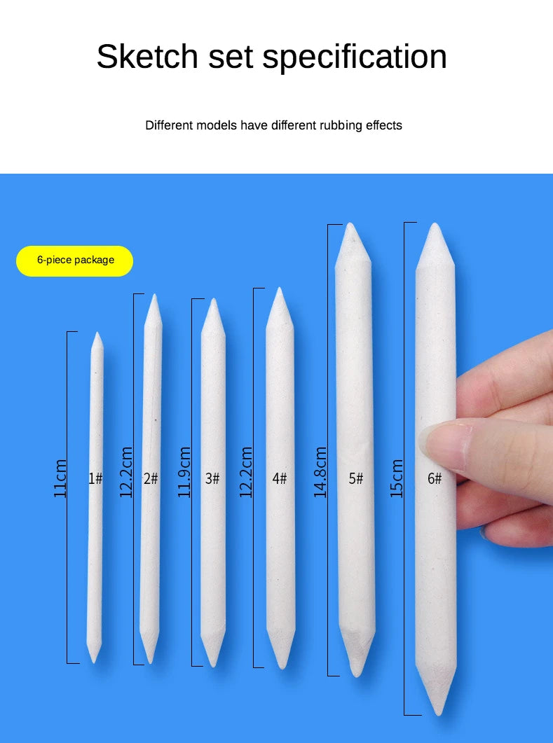 3/6pcs/set Blending Smudge Stump Stick Tortillon Sketch Art White Drawing Charcoal Sketcking Tool Rice Paper Pen Artist Supplies