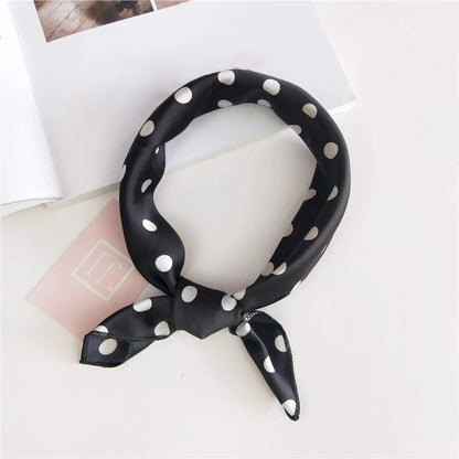 Square Scarf Hair Tie Band For Business Party Women Elegant Small Vintage Skinny Retro Head Neck Silk Satin Scarf