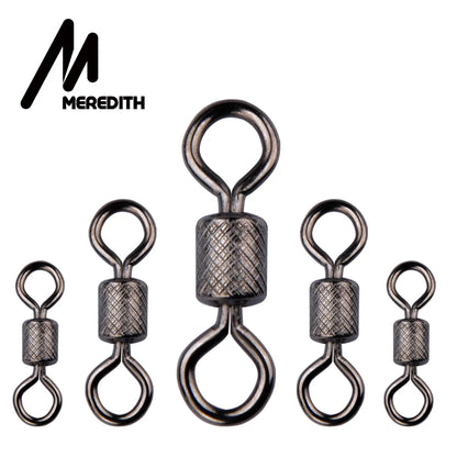 Meredith 50PCS/Lot Fishing Swivels Ball Bearing Swivel with Safety Snap Solid Rings Rolling Swivel for Carp Fishing Accessories