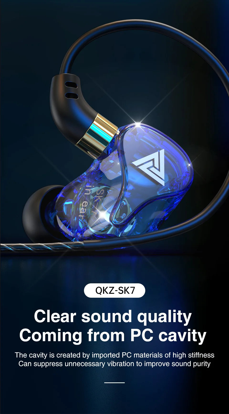QKZ AK6 SK7 Copper Driver HiFi Wired Earphone with MIC Sport Running Headphones Bass Stereo Headset Music Earbuds fone de ouvido