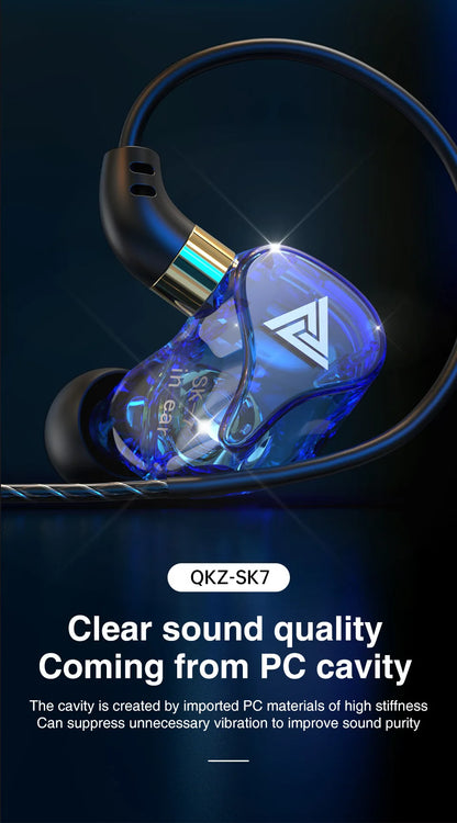 QKZ AK6 SK7 Copper Driver HiFi Wired Earphone with MIC Sport Running Headphones Bass Stereo Headset Music Earbuds fone de ouvido
