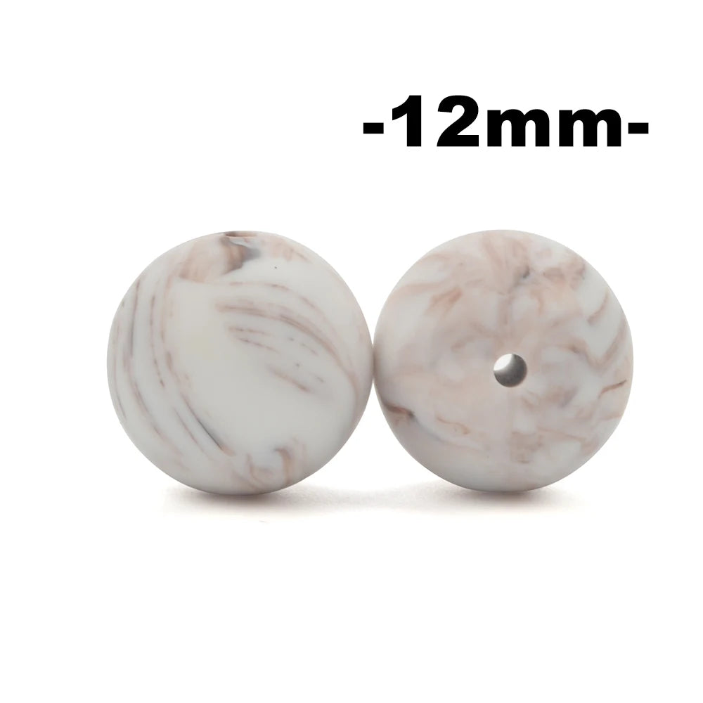 LOFCA 12mm 100pcs Silicone Beads Round Teether Baby Nursing Necklace Pacifier Clip Oral Care BPA Free Food Grade Colorful