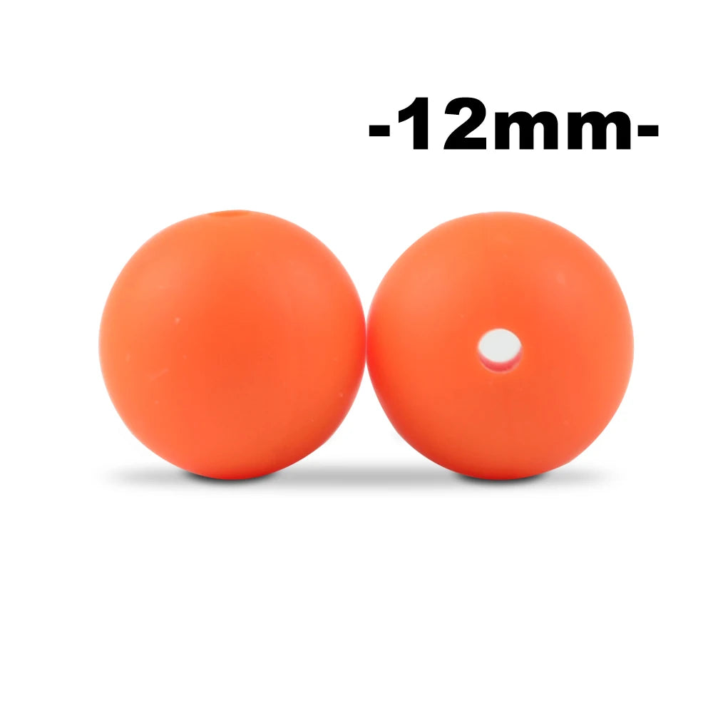 LOFCA 12mm 100pcs Silicone Beads Round Teether Baby Nursing Necklace Pacifier Clip Oral Care BPA Free Food Grade Colorful