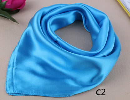 WZCX 60*60cm Women Solid Color Silk Scarf Spring Autumn Fashion New Simple Square Scarfs For Ladies Female Scarf