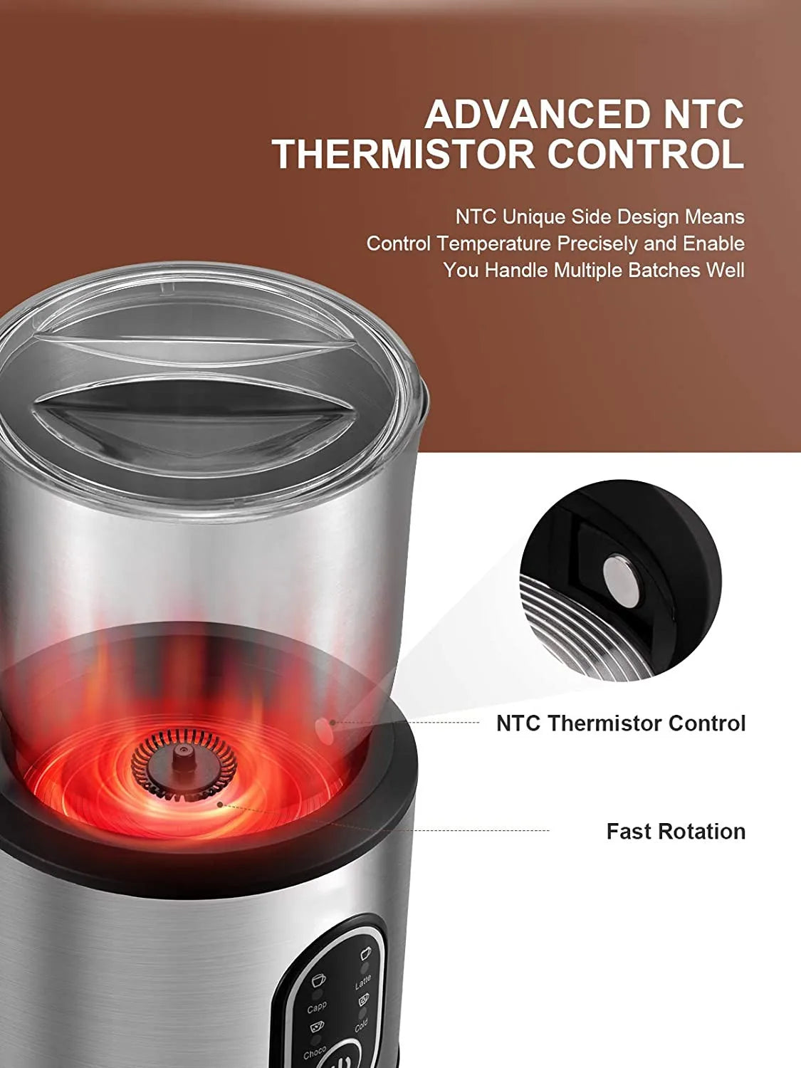 DEVISIB 4-in-1 Automatic Milk Frother Electric Instant Magic Froth 350ml Stainless Steel Pitcher Dishwasher Safe Hot and Cold