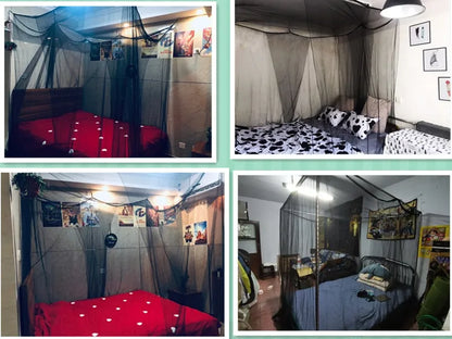 Sexy Mosquito Net Palace Four Door King/Queen Double Size Home Single  Bed Prevent Insect Outdoor Square Grace White Canopy Net