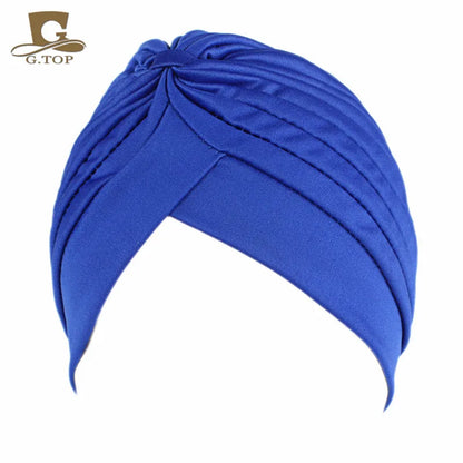 New Knotted Ruffle Turban Ladies Soft Headscarf Casual Streetwear Female Muslim Hijab Indian Hats Cancer Chemo Cap Turbante