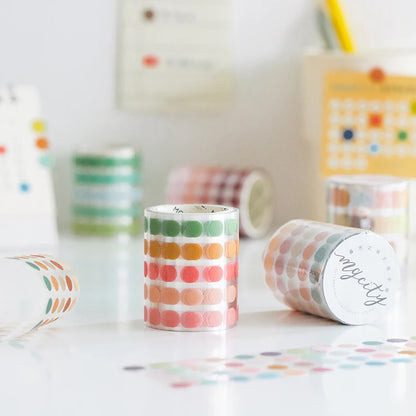 Yoofun 5*300cm Color Dots Decorative Adhesive Washi Tape Masking Tape DIY Scrapbooking Sticker Label Japanese Stationery