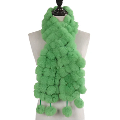 Women’s Winter Warm Rabbit Fur Scarf - 100% Genuine Natural Fur Muffler, Stylish & Cozy Cold-Weather Accessory, Hot Sale