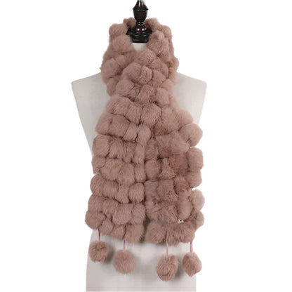Women’s Winter Warm Rabbit Fur Scarf - 100% Genuine Natural Fur Muffler, Stylish & Cozy Cold-Weather Accessory, Hot Sale