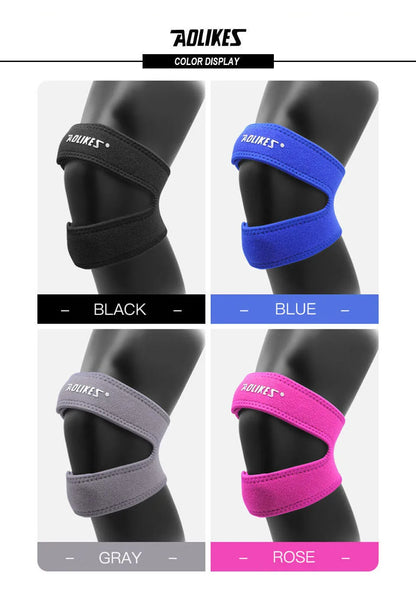 AOLIKES 1PCS Pressurized Knee Wrap Sleeve Support Bandage Pad Elastic Braces Knee Hole Kneepad Safety Basketball Tennis Cycling