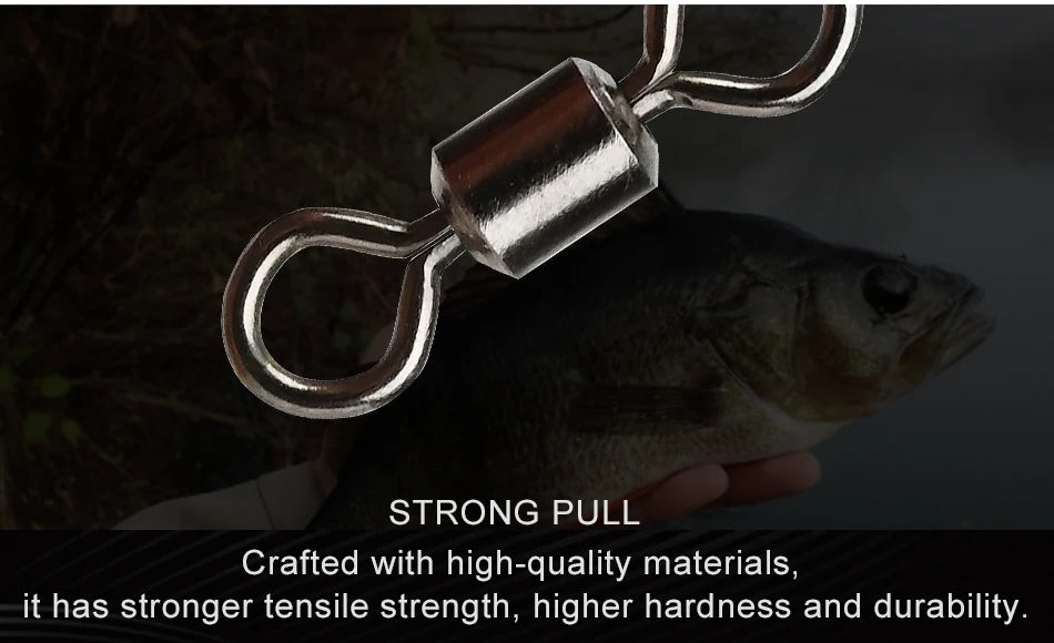 MEREDITH 50PCS/Lot Fishing Swivel Sizes Solid Connector Ball Bearing Snap Fishing Swivels Rolling Stainless Steel Beads