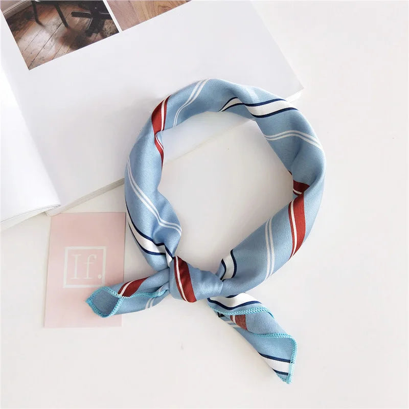Square Scarf Hair Tie Band For Business Party Women Elegant Small Vintage Skinny Retro Head Neck Silk Satin Scarf