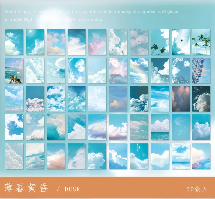 Yoofun 50 Sheets Natural Scenery&Art Paintings Stationery Stickers Book Aesthetic Landscape Cute Scrapbooking Planner Journaling