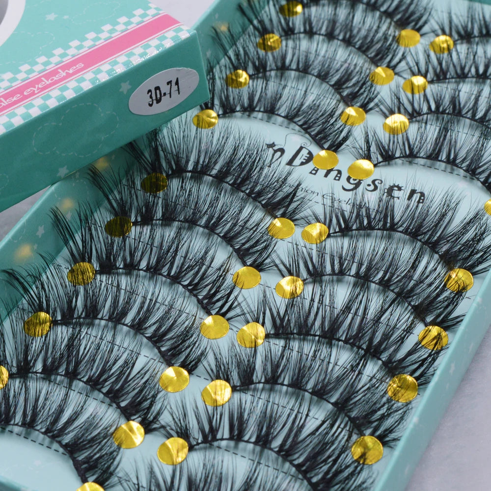 10 Pairs 3D Soft False Eyelash Faux Min Eyelashes Extension Natural Messy Wispy Fluffy Fake Lashes Make up tools 3D66-71