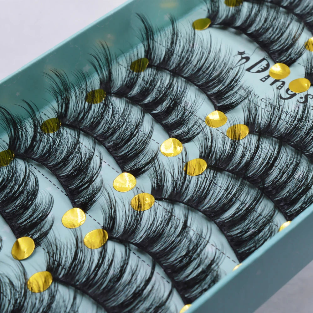 10 Pairs 3D Soft False Eyelash Faux Min Eyelashes Extension Natural Messy Wispy Fluffy Fake Lashes Make up tools 3D66-71