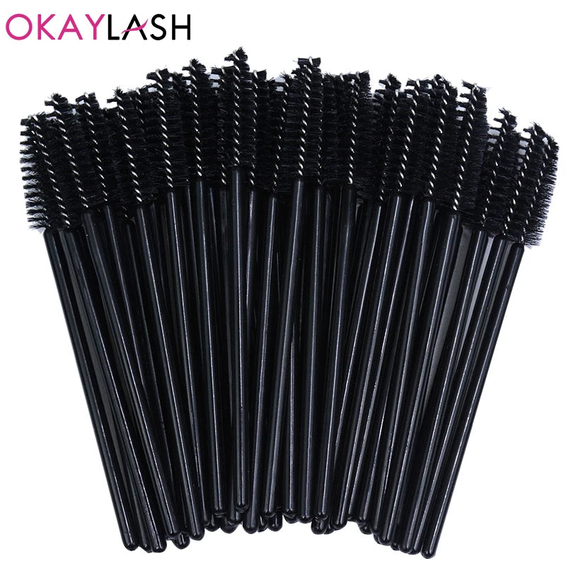 50Pcs Disposable Micro Glitter Eyelash Mascara Wands Mini Crystal Eye Lashes Brush Comb Eyebrow Spoolies Makeup Beauty Tools