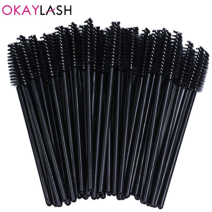 50Pcs Disposable Micro Glitter Eyelash Mascara Wands Mini Crystal Eye Lashes Brush Comb Eyebrow Spoolies Makeup Beauty Tools