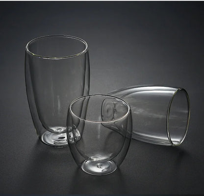 Double Wall Glass Cup Heat Insulation Transparent Handmade Tea Drink Cups MINI Whisky glasses Espresso Coffee Mug