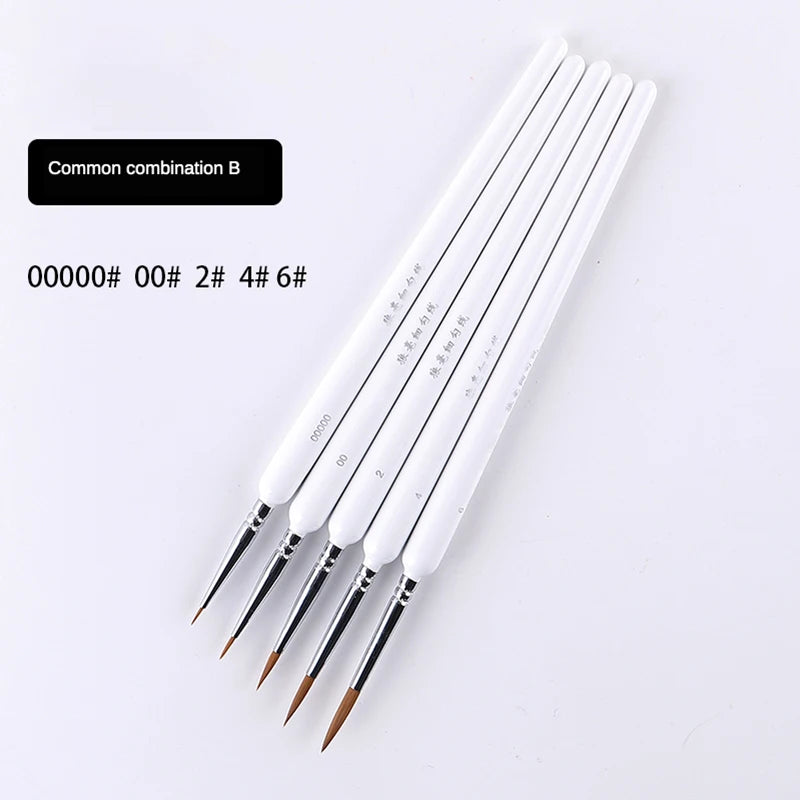 4/5/10pcs Miniature Hook Line Pen Art Painting Brushes Weasel Hair Paint Brush Gouache Watercolor Oil Paint Artists Hand Painted