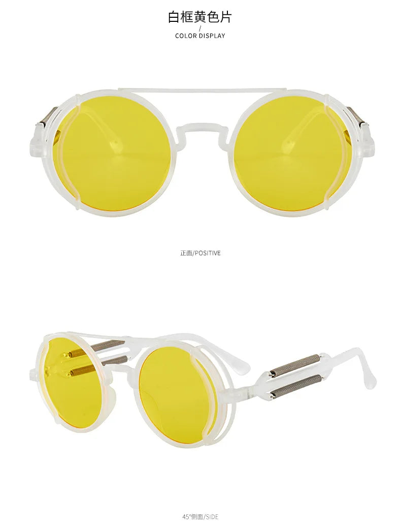 3 Pcs/Set Classic Gothic Steampunk Sunglasses Luxury Brand Designer High Quality Men and Women Retro Round Pc Frame Sunglasses