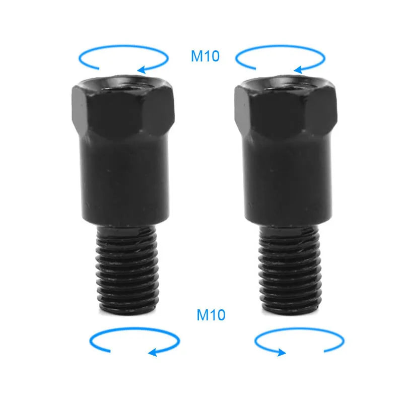 1 Pair Black Silver Motorcycle Rear Mirror Adapters M10 10MM Clockwise Anti-clockwise Right Left Hand Thread Changing Screw