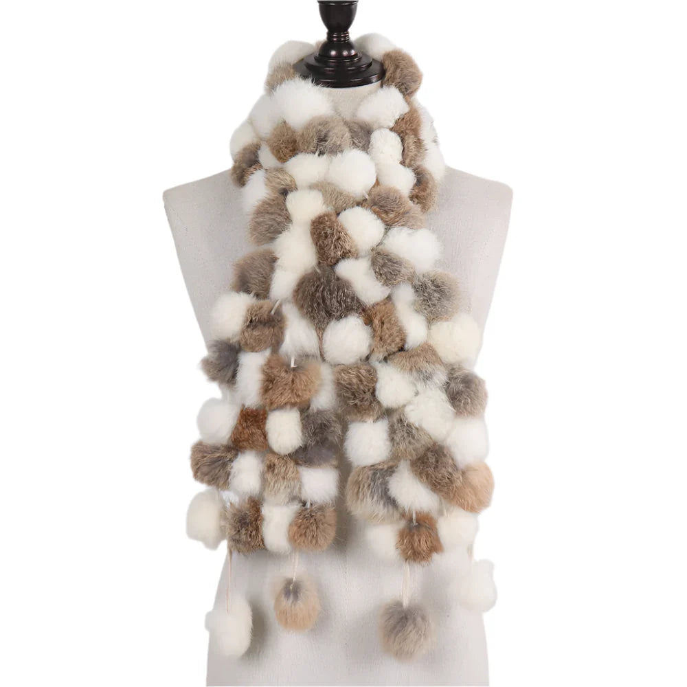 Women’s Winter Warm Rabbit Fur Scarf - 100% Genuine Natural Fur Muffler, Stylish & Cozy Cold-Weather Accessory, Hot Sale