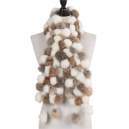 Women’s Winter Warm Rabbit Fur Scarf - 100% Genuine Natural Fur Muffler, Stylish & Cozy Cold-Weather Accessory, Hot Sale