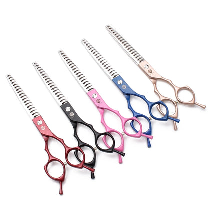 Purple Dragon 6.5" 7" Japan 440C Dog Grooming Scissors Straight Shears Chunker Shars Up/Down Curved Scissors Pet Scissors Z4009