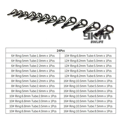 Fishing Rod Guide Tip Repair Kit Set 24~230Pcs Rod Building Guide Stainless Steel Ceramic Ring Saltwater Freshwater Fishing Box