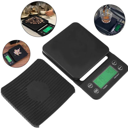 Portable Electronic Digital Kitchen Scale Coffee Brewing Timer High Precision 5kg 0.1g LCD Display Food Drip Scales