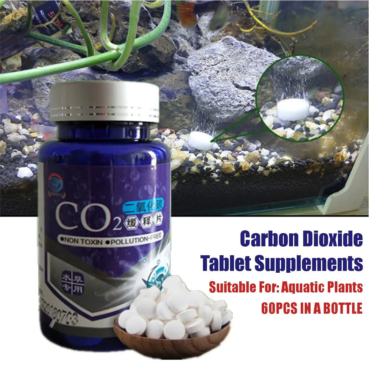 CO2 Tablet Carbon Dioxide Diffuser for Water Plant  Aquatic Leaf Float Grass Fish Aquarium Carbon Dioxide Diffuser Water Plant