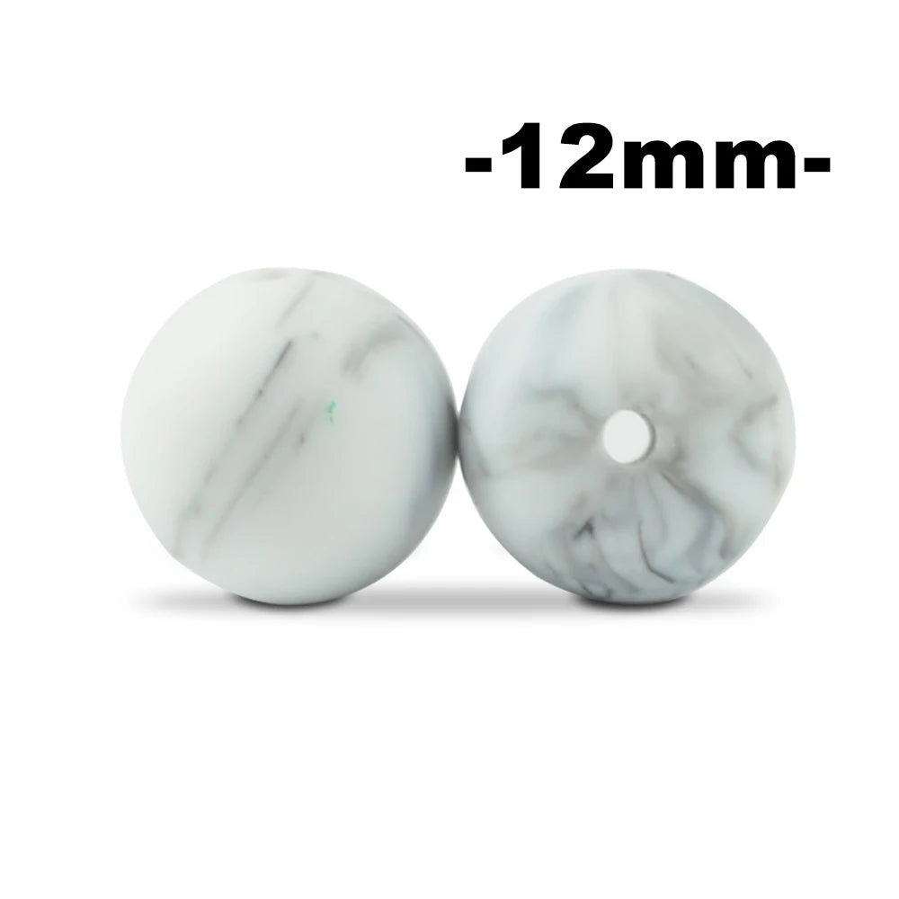 LOFCA 12mm 100pcs Silicone Beads Round Teether Baby Nursing Necklace Pacifier Clip Oral Care BPA Free Food Grade Colorful