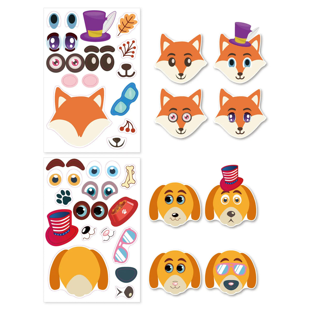 12 Sheets Make a Face Stickers Kids DIY Stickers Make-a-Face Animal Stickers Children Recognition Training Education Toy