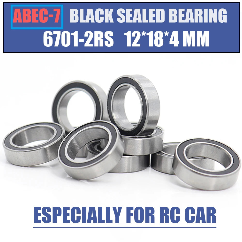 6701RS Bearing 10PCS 12x18x4 mm ABEC-7 Hobby Electric RC Car Truck 6701 RS 2RS Ball Bearings 6701-2RS Black Sealed