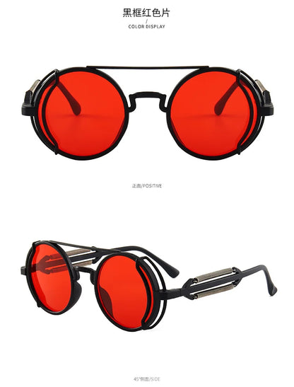 3 Pcs/Set Classic Gothic Steampunk Sunglasses Luxury Brand Designer High Quality Men and Women Retro Round Pc Frame Sunglasses