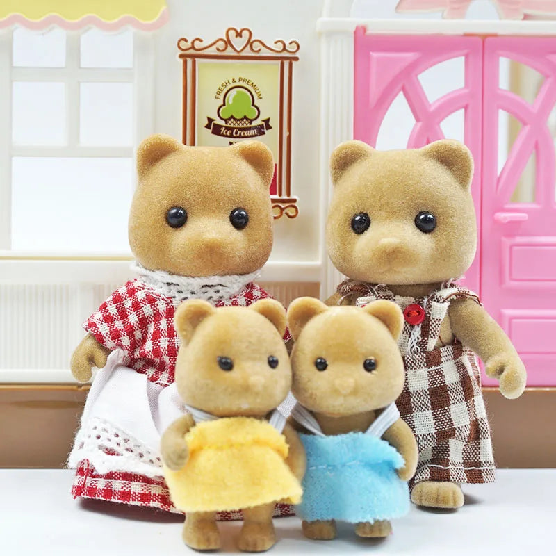 Forest Animal Family Dollhouse Furniture 1/12 Miniature Toys Girl Dolls Accessories Bedroom Bathroom Dollhouse Kit For Dolls