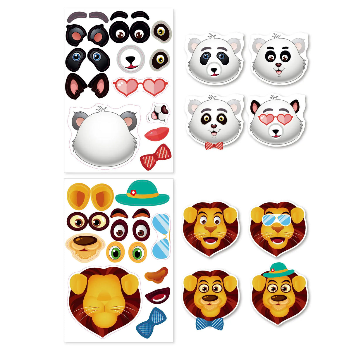 12 Sheets Make a Face Stickers Kids DIY Stickers Make-a-Face Animal Stickers Children Recognition Training Education Toy