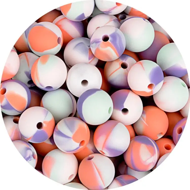 LOFCA 15mm 20pcs/lot Silicone Loose Beads Safe Teether Round Baby Teething Beads DIY Chewable Colorful Teething For Infant