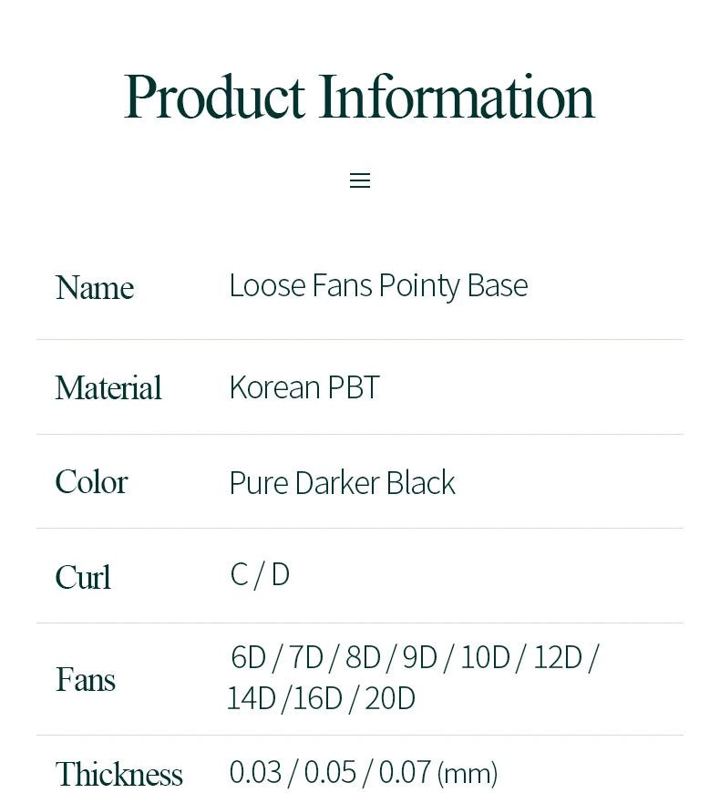 SONG LASHES 3D to 16D Fans Sharp Slim Narrow Stem Premade Volume Fans Loose Thin Pointy Base Russia Volume Eyelashes Extensions