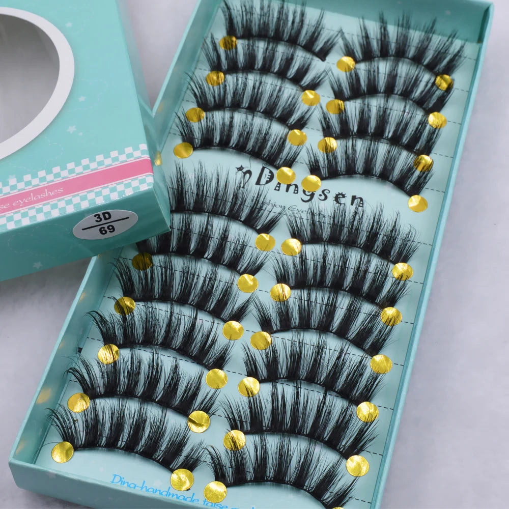 10 Pairs 3D Soft False Eyelash Faux Min Eyelashes Extension Natural Messy Wispy Fluffy Fake Lashes Make up tools 3D66-71