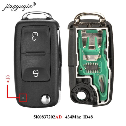 jingyuqin 2BTN Flip Remote 7E0 837 202 AD Car key 434MHz ID48 for VOLKSWAGEN VW Amarok Transporter MULTIVAN CARAVELLE 2016-2019