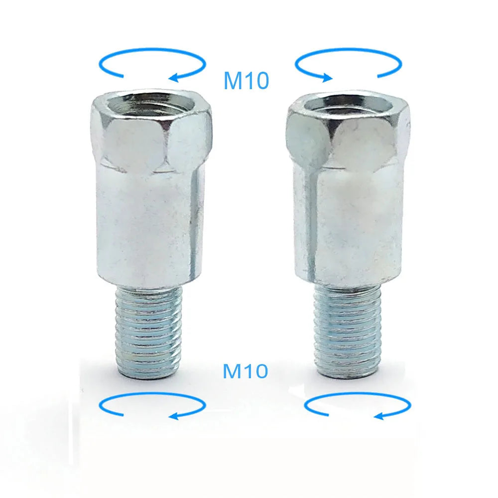 1 Pair Black Silver Motorcycle Rear Mirror Adapters M10 10MM Clockwise Anti-clockwise Right Left Hand Thread Changing Screw