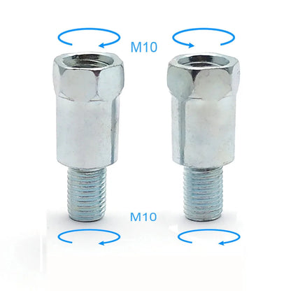 1 Pair Black Silver Motorcycle Rear Mirror Adapters M10 10MM Clockwise Anti-clockwise Right Left Hand Thread Changing Screw