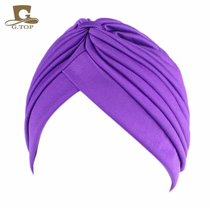 New Knotted Ruffle Turban Ladies Soft Headscarf Casual Streetwear Female Muslim Hijab Indian Hats Cancer Chemo Cap Turbante