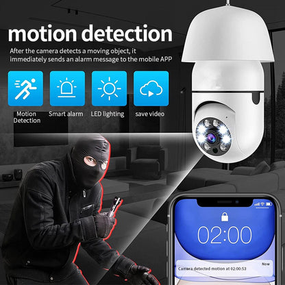 1080P Smart WIFI Wireless Full-color Light Bulb Camera 360° Panoramic E27 110-240V Home High-definition Night View Security Network Monitoring