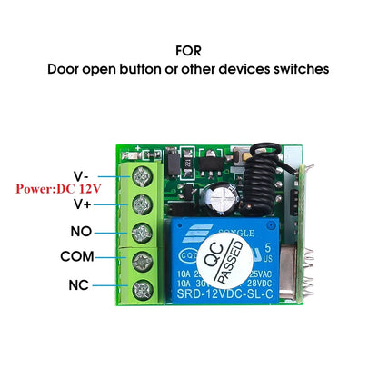 DC12V 433MHz RF Wireless Remote Control Switch 2 Channels Relay Receiver Diy Control for Garage Door Curtain Motor Light